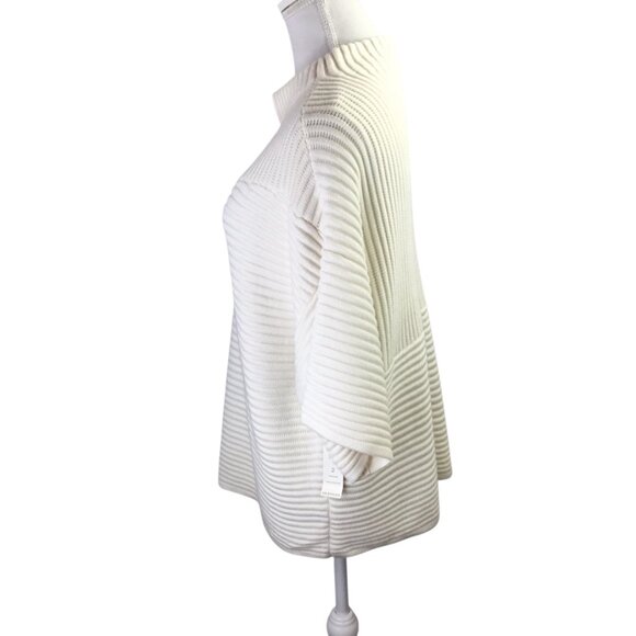 Chico's Cashmere Blend Sweater NWT Pullover Textured Stitch Size 2 or Large Ecru - Picture 3 of 7